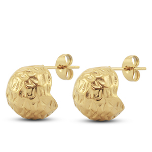 Roestvrij stalen (RVS) Stainless steel oorbellen / oorstekers rond Gold