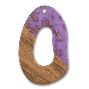 Houten hangers irregular Purple transparent-gold-brown