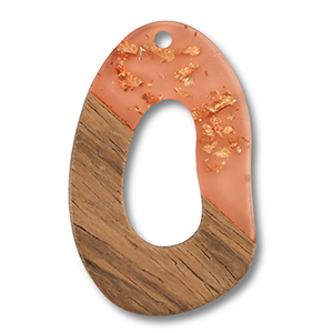 Houten hangers irregular Orange transparent-gold-brown