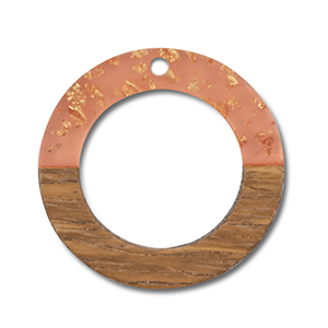 Houten hangers rond Orange transparent-gold-brown