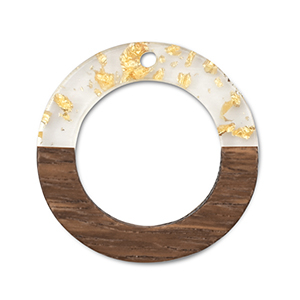 Houten hangers rond Transparent-gold-brown