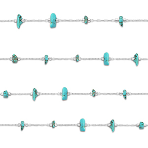 Roestvrij stalen (RVS) Stainless steel onderdelen jasseron howliet irregular Silver-turquoise