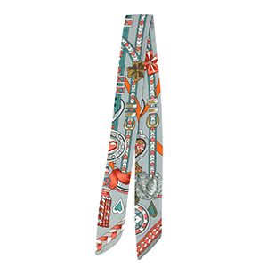 Bandana sjaal met hart/leren riemen Grey-teal green-light red