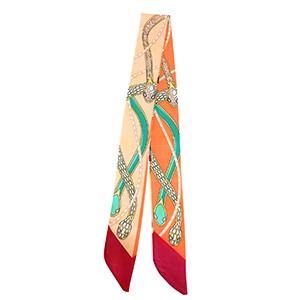 Bandana sjaal met slang Apricot orange-green-dark red