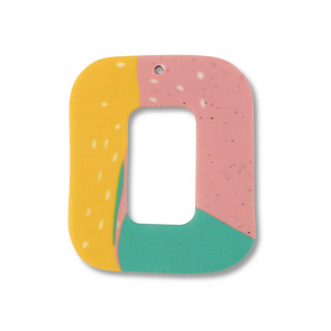 Polymeer hangers vierkant Green-pink-ochre yellow