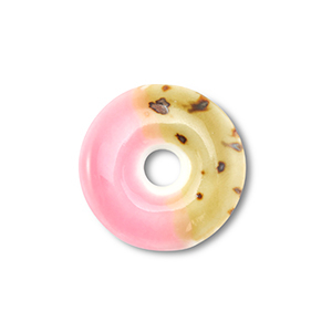 Kralen keramiek disc Light pink-light brown-brown