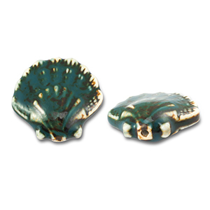 Kralen keramiek schelp Green-brown