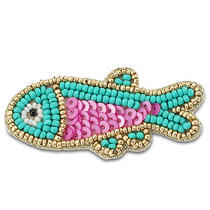 Broches vis Turquoise-pink-gold