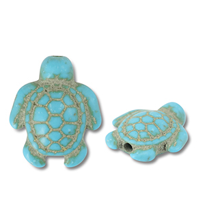 Kralen keramiek schildpad Turquoise blue