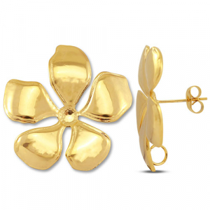 Roestvrij stalen (RVS) Stainless steel onderdelen oorbellen / oorstekers bloem met oogje Gold