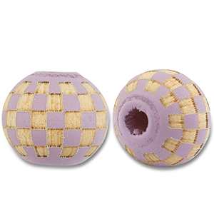 Houten kralen rond 10mm patroon Light purple-natural