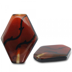 Natuursteen kralen agaat hexagon Transparent amber brown-black