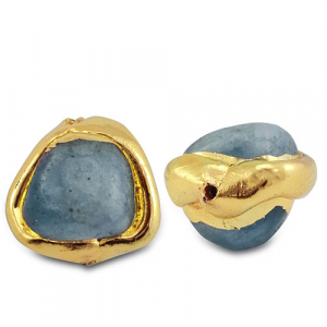 Natuursteen kralen beryl irregular Blue grey-gold