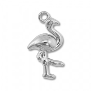 Roestvrij stalen (RVS) Stainless steel bedels flamingo Silver