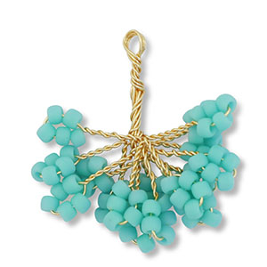 Hangers van glaskralen bloem Gold-turquoise