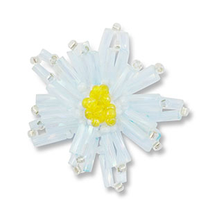 Hangers van glaskralen bloem Transparent light blue-transparent yellow-white