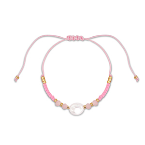 Trendy armbanden mixed beads Pink-white-gold