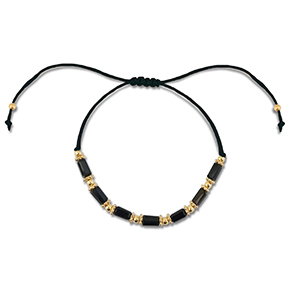 Trendy enkelbandjes mixed beads Black-gold