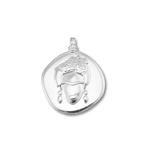 Bedels DQ metaal Frida Kahlo Antiek zilver (nikkelvrij)