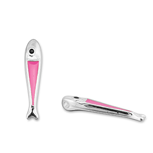 Bedels DQ metaal vis Magenta pink-Antiek zilver (nikkelvrij)