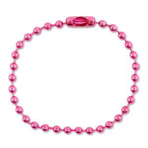 Gekleurde onderdelen ball chain met slotje Shiny dark pink