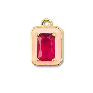 Brass TQ metaal bedels rechthoek Gold-cream pink-berry wine red