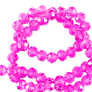 Top Facet kralen 6x4mm disc Neon pink