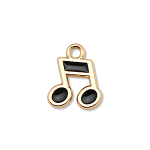 Bedels metaal enamel muzieknoot Gold-black
