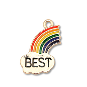 Bedels metaal enamel regenboog "best" Gold-multicolour
