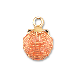 Bedels metaal enamel schelp Gold-peach pink