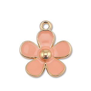 Bedels metaal enamel bloem Gold-peach pink