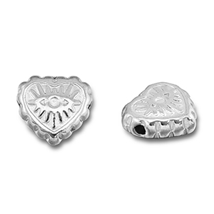 Roestvrij stalen (RVS) Stainless steel kralen hart Alziend oog Silver