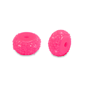Resin kralen rondellen 8mm Neon pink