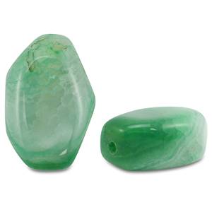 Natuursteen kralen chalcedoon en kwarts irregular Green