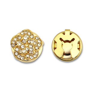 Eco-brass&reg; metaal button covers zirkonia bloem Gold-crystal