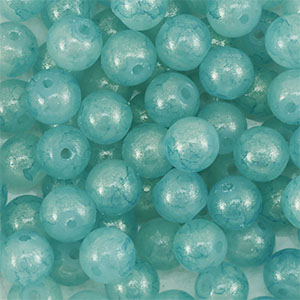 8 mm glaskralen met glitters Turquoise blue-gold
