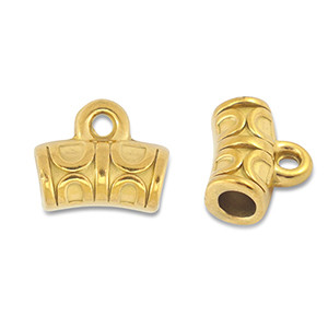 Roestvrij stalen (RVS) Stainless steel kralen tube met oogje Gold