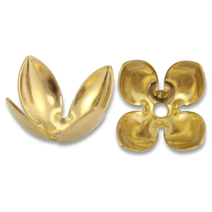 Roestvrij stalen (RVS) Stainless steel onderdelen kralenkap bloem Gold