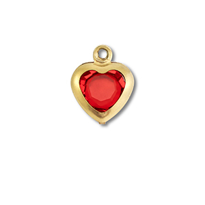 Roestvrij stalen (RVS) Stainless steel bedels hart Gold-red
