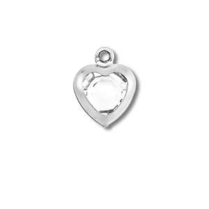 Roestvrij stalen (RVS) Stainless steel bedels hart Silver-transparent