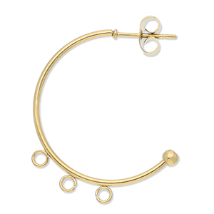 Roestvrij stalen (RVS) Stainless steel onderdelen oorbellen creolen met 3 oogjes Gold