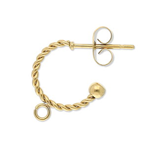 Roestvrij stalen (RVS) Stainless steel onderdelen oorbellen creolen twisted met oogje Gold