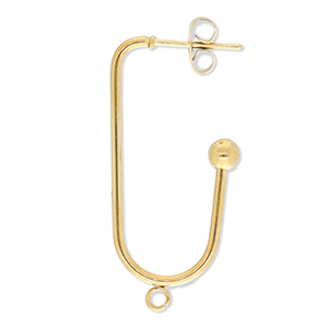 Roestvrij stalen (RVS) Stainless steel onderdelen oorbellen / oorstekers langwerpig ovaal met oogje Gold