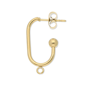 Roestvrij stalen (RVS) Stainless steel onderdelen oorbellen / oorstekers langwerpig ovaal met oogje Gold