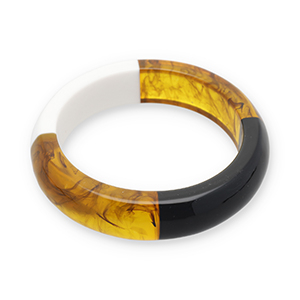 Resin armbanden bangle Transparent amber brown-white