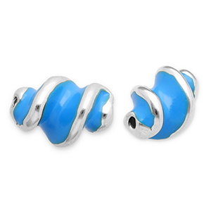 Roestvrij stalen (RVS) Stainless steel kralen twisted Silver-blue