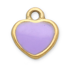 Roestvrij stalen (RVS) Stainless steel bedels hart Gold-lilac