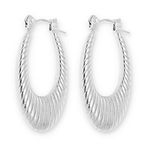 Roestvrij stalen (RVS) Stainless steel oorbellen / creolen ovaal Silver