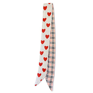 Bandana sjaal met hart/ruitpatroon Peach pink-red-white