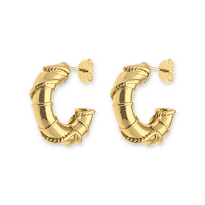 Roestvrij stalen (RVS) Stainless steel oorbellen / oorstekers Gold